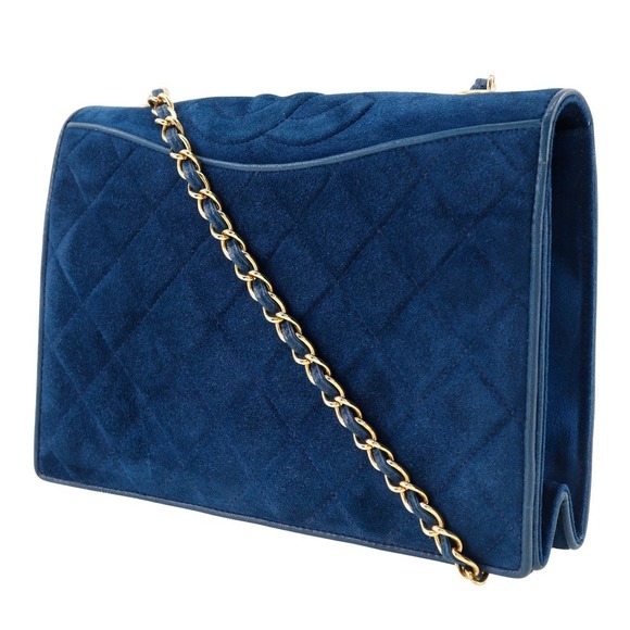 Chanel Chain Bag Bag Suede Shoulder Deep Blue Shoulder - Picture 1 of 10